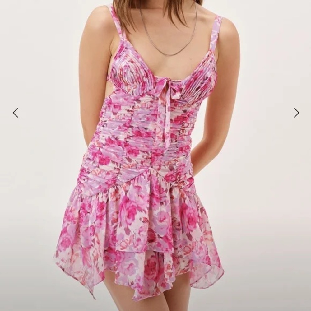For Love & Lemons Kacey Chiffon  Mini Dress large